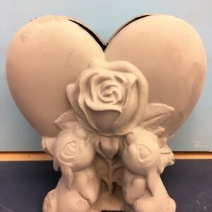 Heart Vase with Bunnies (VAL-11)